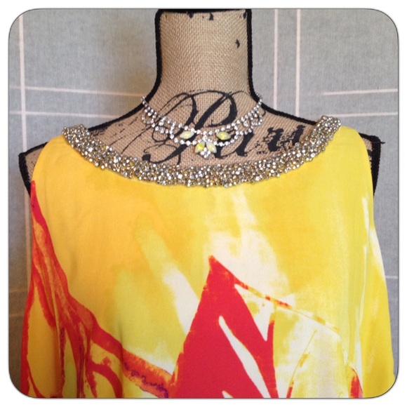 Jennifer Lopez Plus Size Tropical Floral Top 2X Layered Light Look! - Picture 6 of 8